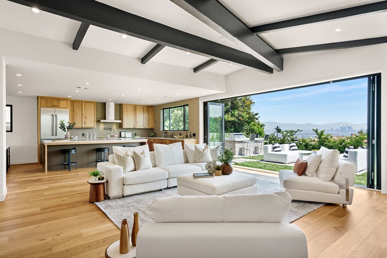 Aerial drone video still of a Los Angeles property