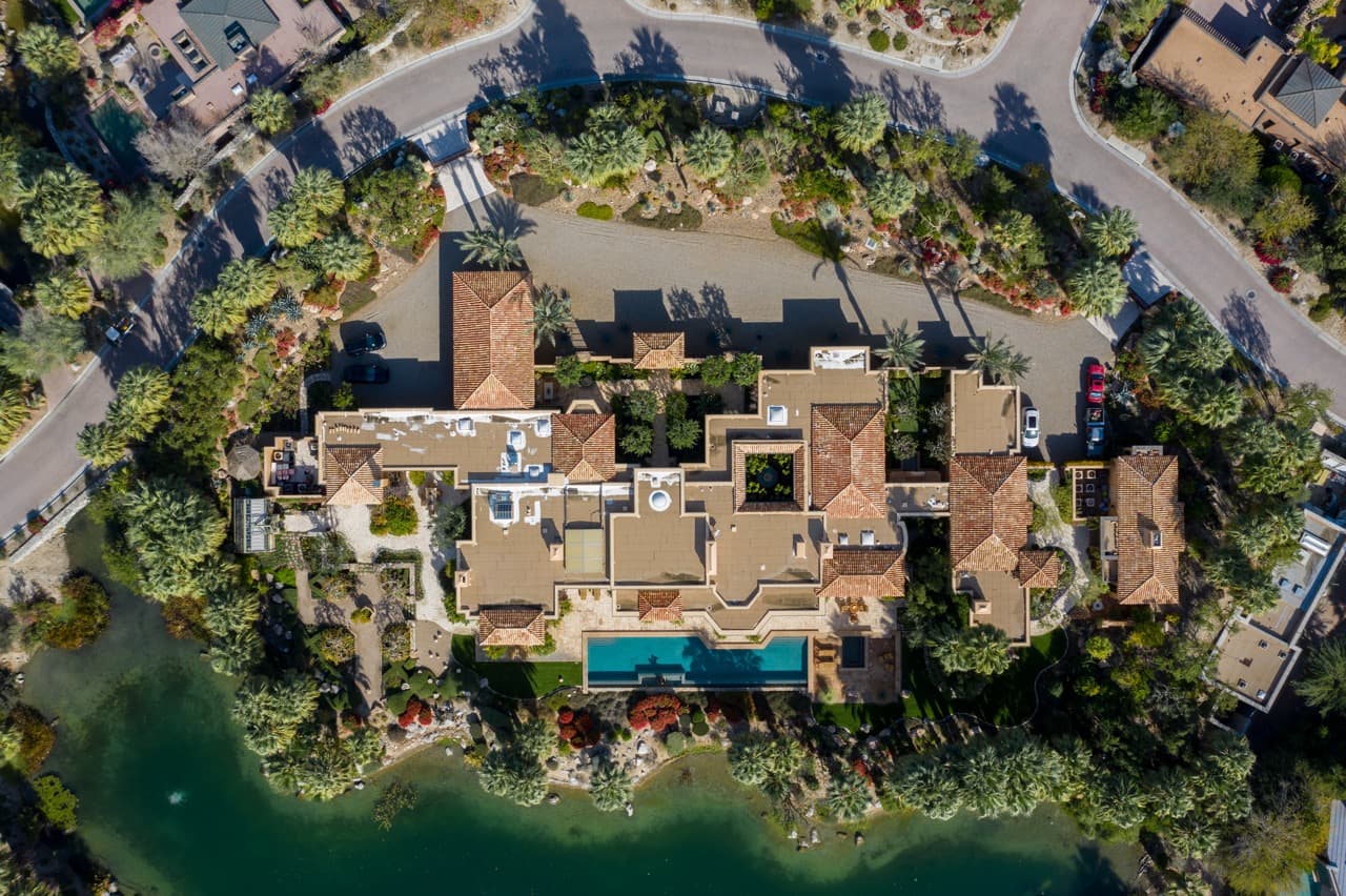 Aerial drone photography of a Palm Springs estate